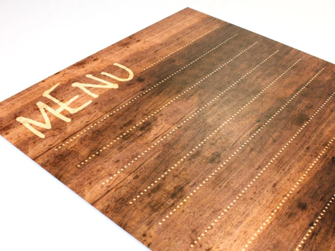 Chalkboard menu sign 032 - Graphic design featuring wooden planks with MENU text at the top.
