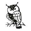 Wall sticker owl 2521 - Graphic design. Owl with large eyes sitting on a branch, featuring clear outlines.