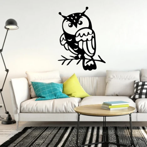 Owl wall painting template 2521 - Living room decor with light walls and modern furniture.