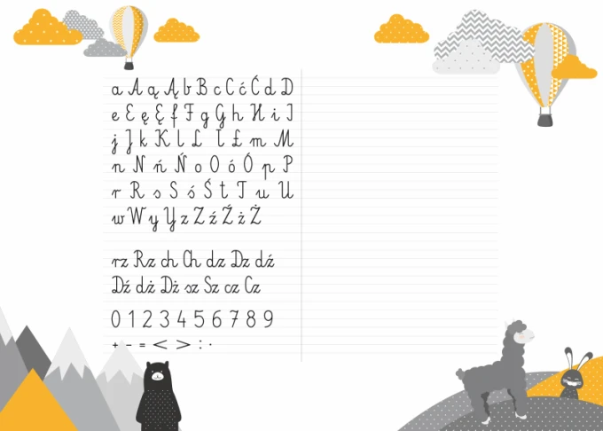 Dry-erase board for kids, EDU 056 - features letters, numbers, and cloud drawings for writing practice.