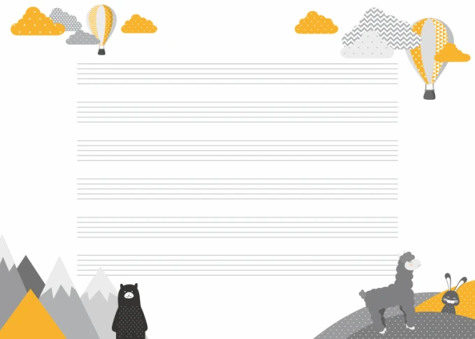 Magnetic dry-erase five-line board for kids EDU 054 - features clouds on a white background.