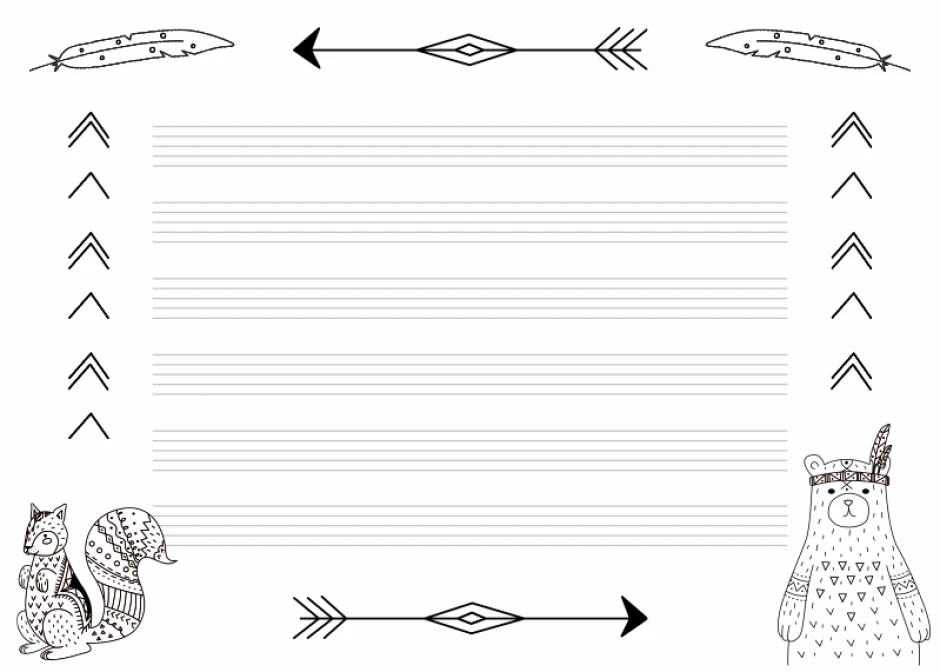 Magnetic dry-erase staff board for kids EDU 058 - Features graphic designs on a white background.