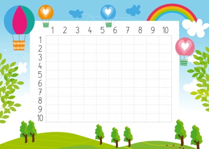 Magnetic dry-erase multiplication board for kids EDU 047 - features colorful graphics.