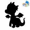 Charming chalk sticker for kids in the shape of a dragon, perfect for playtime in a colorful nursery.