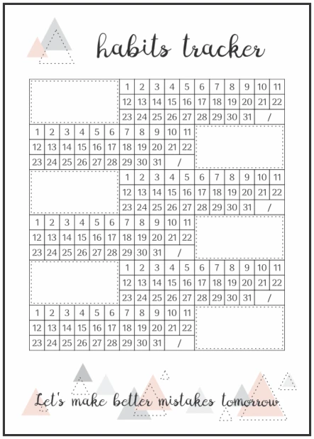 Magnetic dry-erase habits tracker planner 464 - Graphic design featuring triangles in various shades.