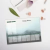 Magnetic dry-erase board Weekly planner 465 - Graphic design with gray and green background featuring soft clouds.