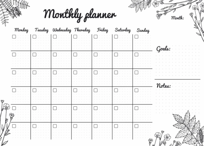 Magnetic dry-erase monthly planner 471 - features a calendar grid with squares.