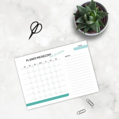 Monthly planner whiteboard 469 - Graphic design. Simple grid with days of the week and space for notes.
