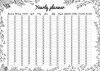 Yearly planner dry-erase board 472 - Features a calendar with months and floral motifs.