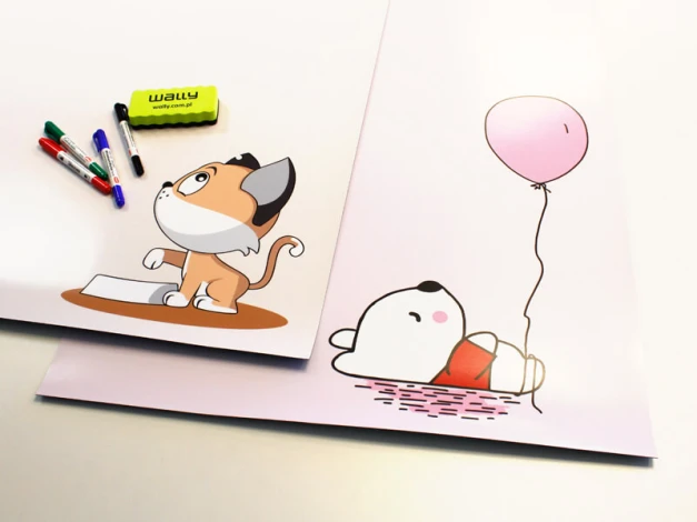 Magnetic dry-erase board with adhesive backing, 2 mm thick, 56x170.5 cm - set of 2.