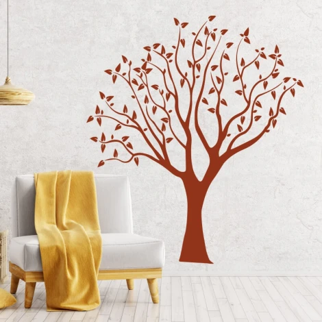 Wall sticker tree 2522 - Living room decor with light-colored walls and minimalist furniture.