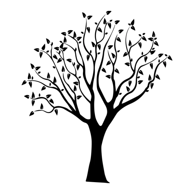 Wall sticker tree 2522 - Graphic design. Tree with branching limbs and leaves.