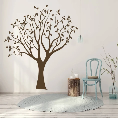 Painting template tree 2522 - Living room arrangement. Light-colored walls, wooden floor, minimalist furniture.