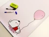 Magnetic dry-erase board for kids featuring a bear with a balloon design.
