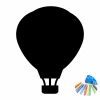 Chalk sticker for kids featuring a large balloon silhouette with colorful chalks beside it.