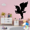 Chalk sticker for kids featuring a unicorn, perfect for a pink-themed nursery with white furniture and flooring.