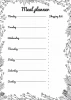Magnetic dry-erase meal planner 475 with floral designs and lines on a white background.