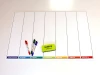 Weekly lean planner whiteboard 046 - Graphic design. Simple rectangular board with seven horizontal sections.