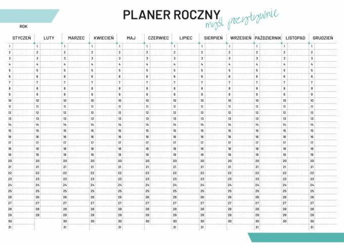 Annual planner dry-erase board 474 - Graphic design. Rectangular layout with a grid for days and months. Black lines on white.