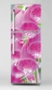 Fridge wrap sticker P1114 - Floral design. Pink bells with white details on a green background.