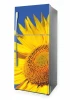 Fridge wrap sticker P1117 - Graphic design. Yellow sunflower on a blue background with clear petals and center.
