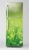 Fridge wrap sticker P1112 - Graphic design. Green grass with water droplets on a blurred background.