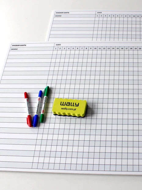 Monthly Gantt chart dry-erase board 074 - Graphic design with simple lines forming a grid with columns.