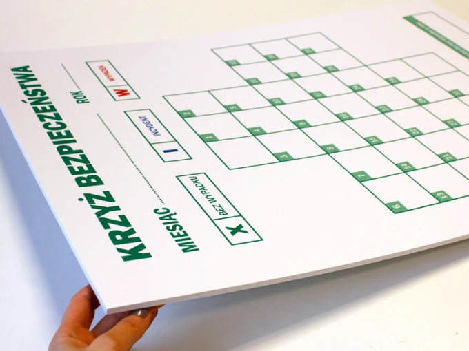 Lean safety cross dry-erase board 079 - Graphic design. Simple grid with fields for entering dates and information.