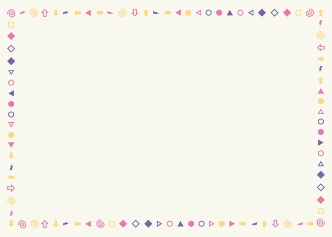 Dry-erase board 488 - Graphic design with a border of various shapes in pastel colors.
