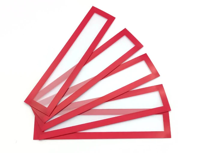 Magnetic frame 319x52 mm in various colors - set of 5 - Simple rectangular design in red.