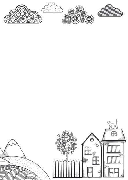 Magnetic dry-erase board for kids featuring houses, clouds, and a tree design.