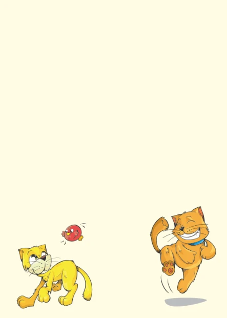 Dry-erase magnetic board for kids featuring two cats playing with a ball on a bright background.