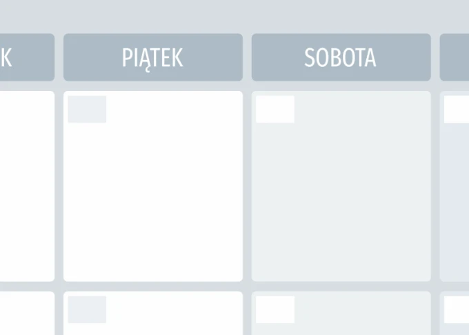 Weekly planner magnetic whiteboard 512 - Graphic design. Simple layout with rectangular fields for each day.