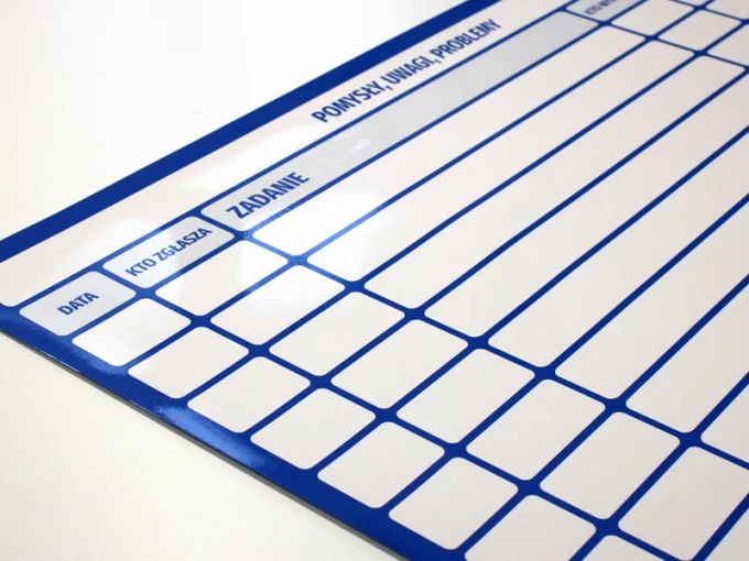 Magnetic whiteboard for lean planning 108 - Simple design with horizontal and vertical lines.