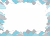 Dry-erase board for kids featuring clouds in various shades of blue and gray with different designs.