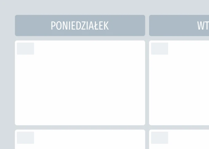 Weekly planner whiteboard 508 - Graphic design. Simple layout with fields for days of the week in bright colors.