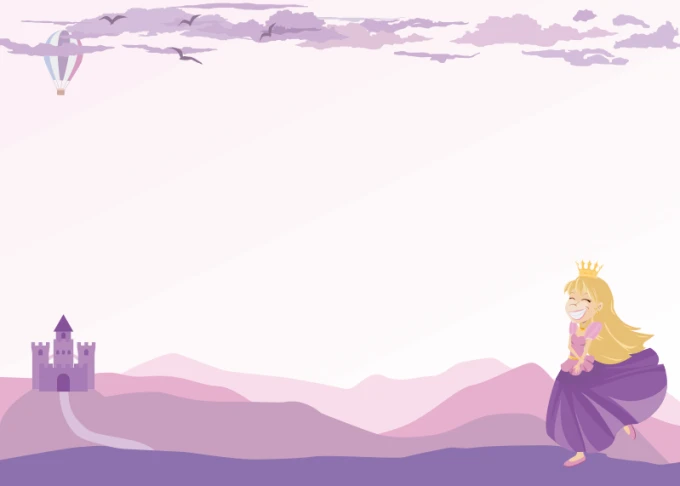 Princess Castle Dry-Erase Board 502 - Features a princess running next to a castle on a pink-themed background.