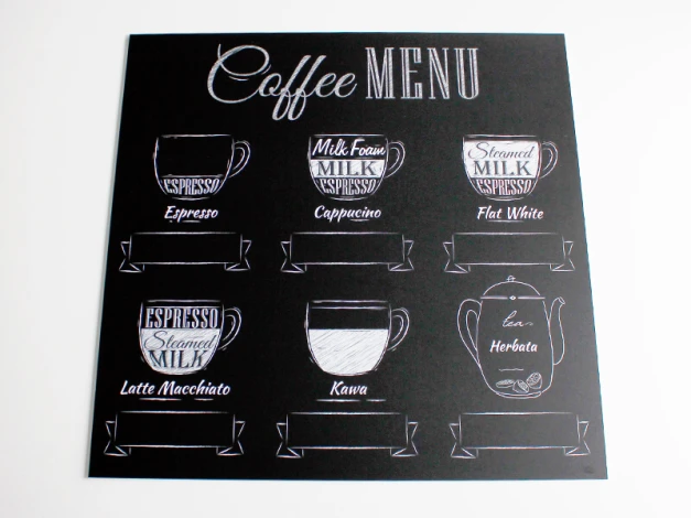 Custom chalkboard with a 5mm PVC backing, 70x70 cm, includes design service - Pattern.