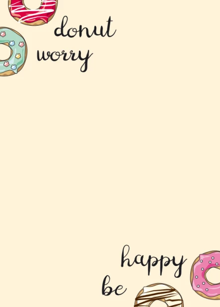 Dry-erase magnetic board for the kitchen Donut worry be happy 533 - Graphic design on a light background.