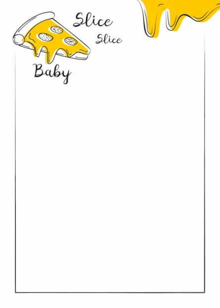 Magnetic dry-erase board for the kitchen, featuring a graphic design of a pizza slice.