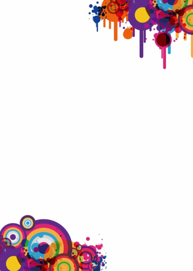 Abstract whiteboard 551 - Graphic design with colorful circles and splashes in the corners.