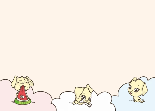 Dry-erase board for kids featuring dog designs in clouds on a light background.