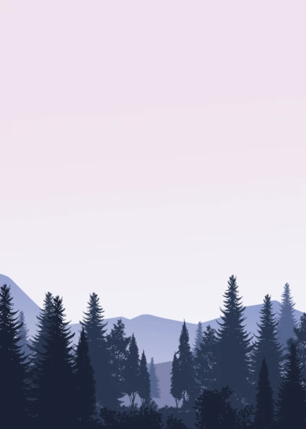 Dry-erase board mountains 547 - Graphic design featuring mountains and forests in shades of purple and pink.