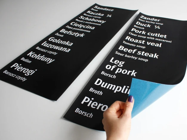 Magnetic self-adhesive dry-erase board, 30x80cm, 2 pcs, graphic design, black.