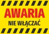 Failure sticker, do not turn on - Graphic design. Yellow background with black and red text and stripes.