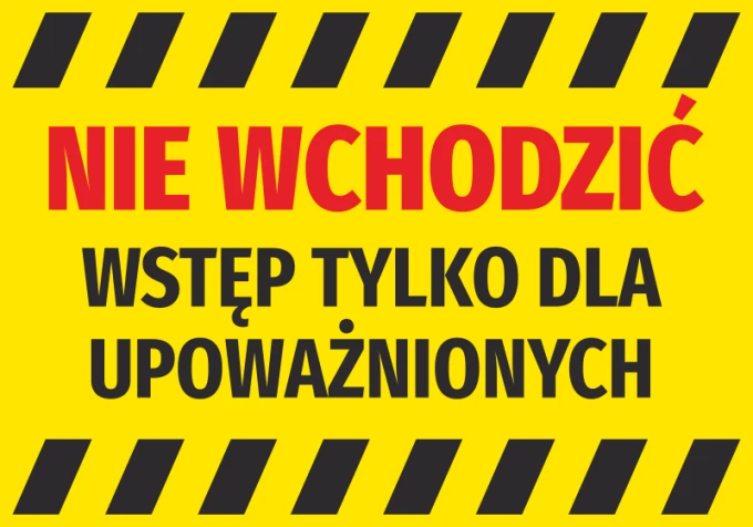 Do not enter sticker, authorized personnel only - Graphic design. Yellow background with black and red text.