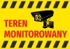 Surveillance Area Sticker N012 - Graphic design with yellow background, black stripes, security camera, and red text.
