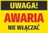 Warning sticker: Do not turn on - Graphic design. Yellow background, large red letters, black strip at the top.