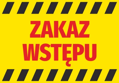 No Entry Sticker - Graphic design. Yellow background with red "NO ENTRY" text surrounded by black stripes.