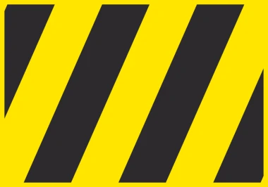 Warning sign sticker - Graphic design. Yellow background with black diagonal stripes.
